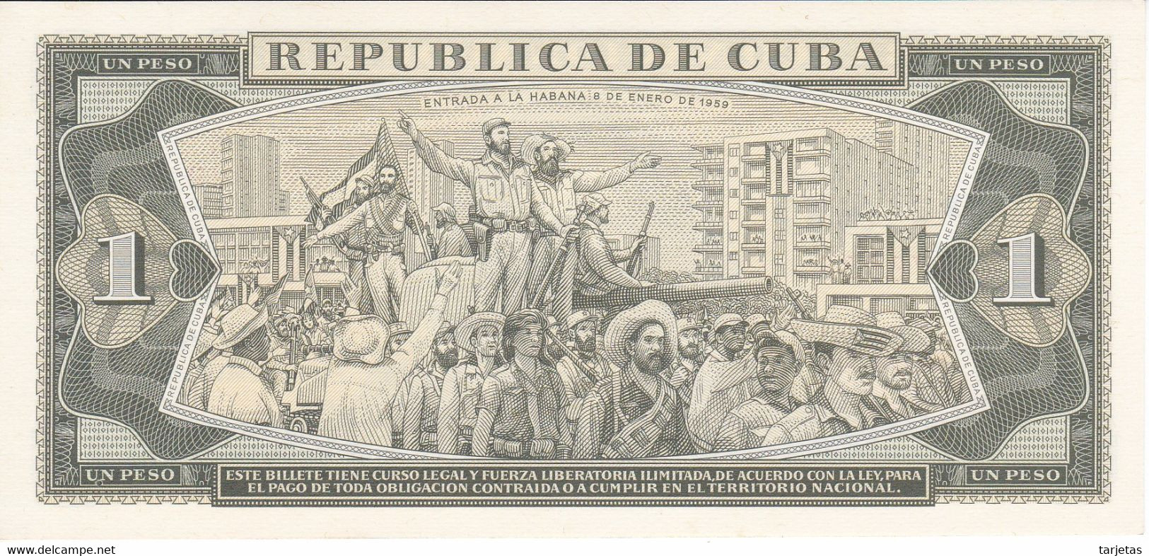 REPLACEMENT BILLETE DE CUBA DE 1 PESO DEL AÑO 1978 SIN CIRCULAR (UNC) REEMPLAZO  (BANKNOTE) - Cuba