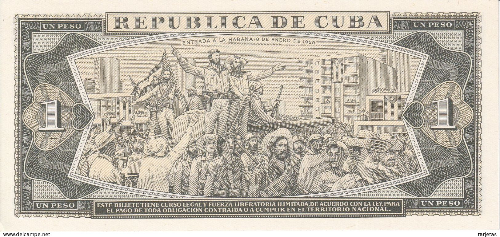 BILLETE DE CUBA DE 1 PESO DEL AÑO 1988 SIN CIRCULAR (UNC)  (BANKNOTE) - Cuba
