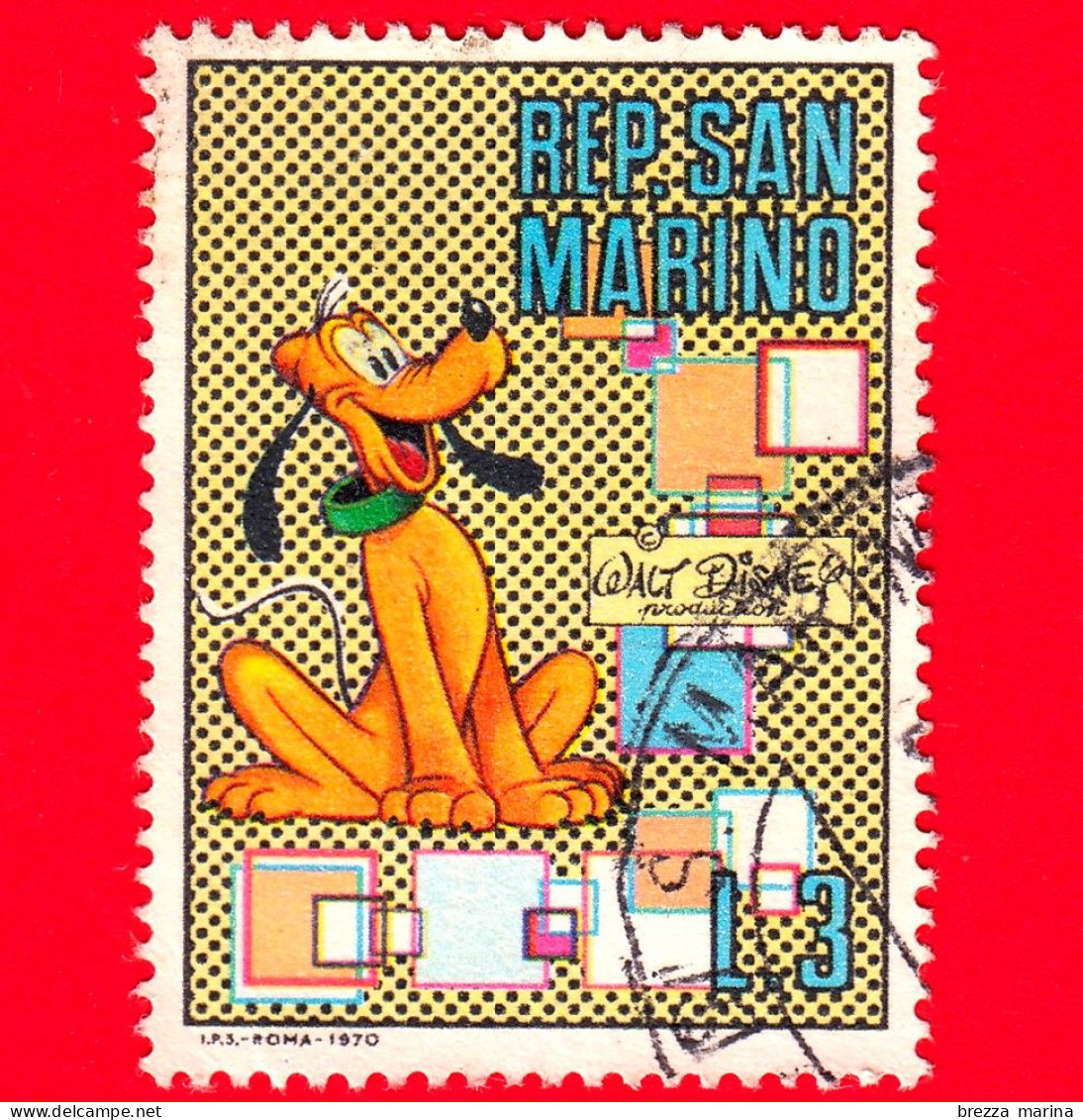 SAN MARINO - Usato - 1970 - Walt Disney (1901-66) - Cartoni - Comics - Pluto - 3 L. - Gebraucht