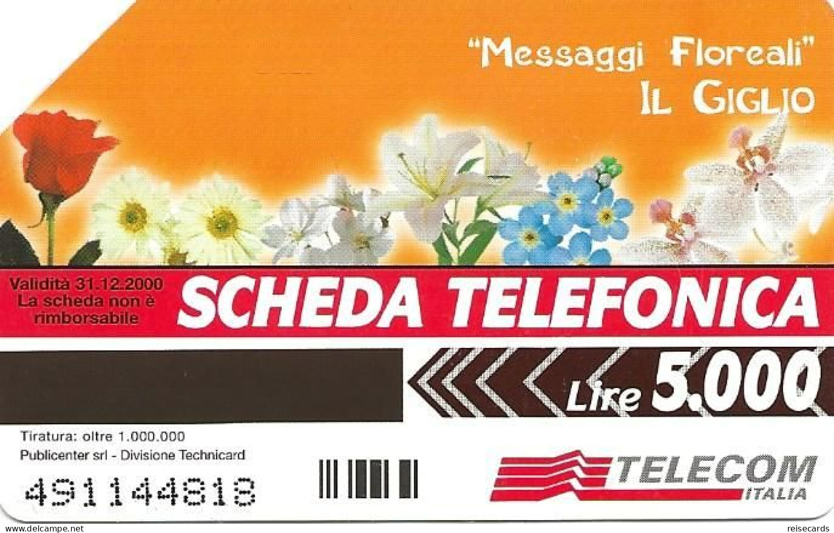 Italy: Telecom Italia - Messaggi Floreali, Il Giglio - Públicas  Publicitarias