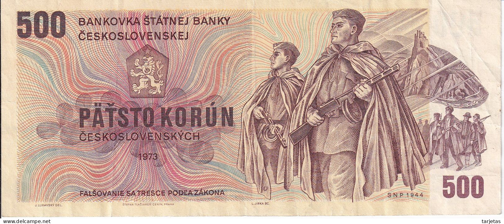 BILLETE DE CHECOSLOVAQUIA DE 500 KORUN DEL AÑO 1973 (BANKNOTE) - Czechoslovakia