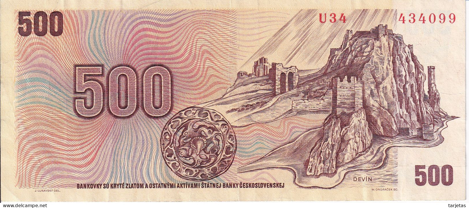 BILLETE DE CHECOSLOVAQUIA DE 500 KORUN DEL AÑO 1973 (BANKNOTE) - Czechoslovakia