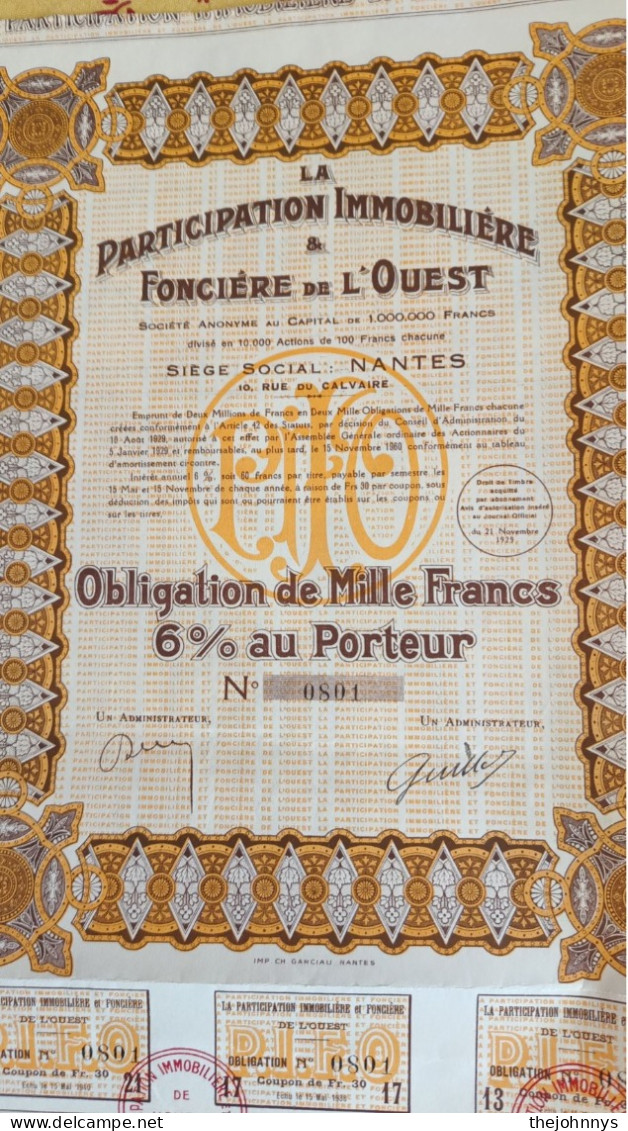 La Participation Immobilière & Foncière De L'Ouest Obligation 6% - Other & Unclassified