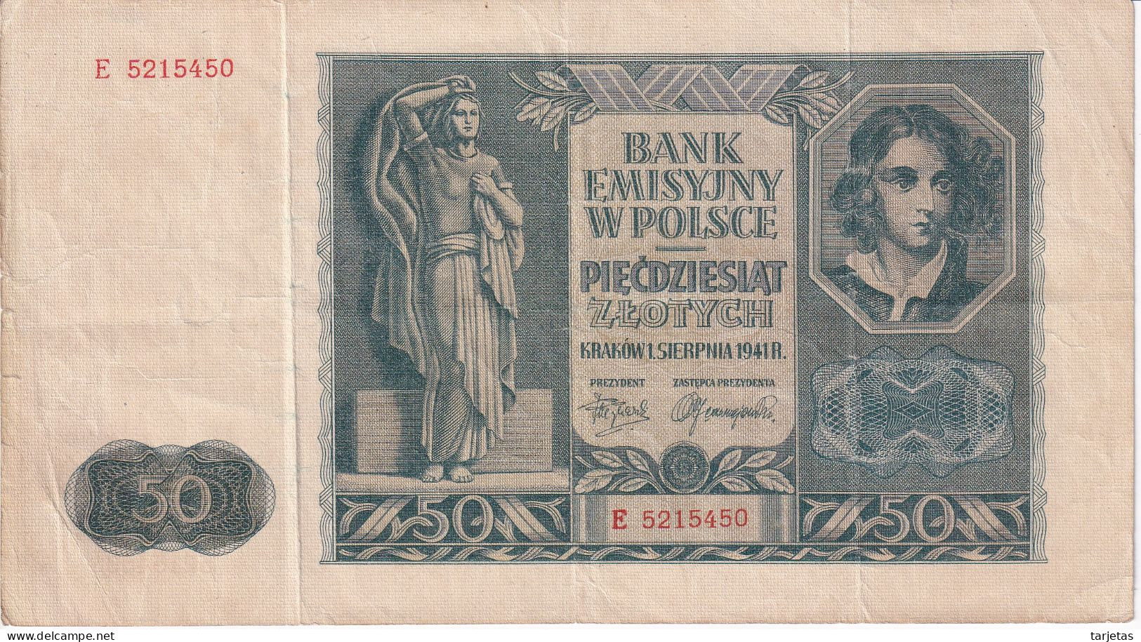 BILLETE DE POLONIA DE 50 ZLOTYCH DEL AÑO 1941  (BANKNOTE) - Poland