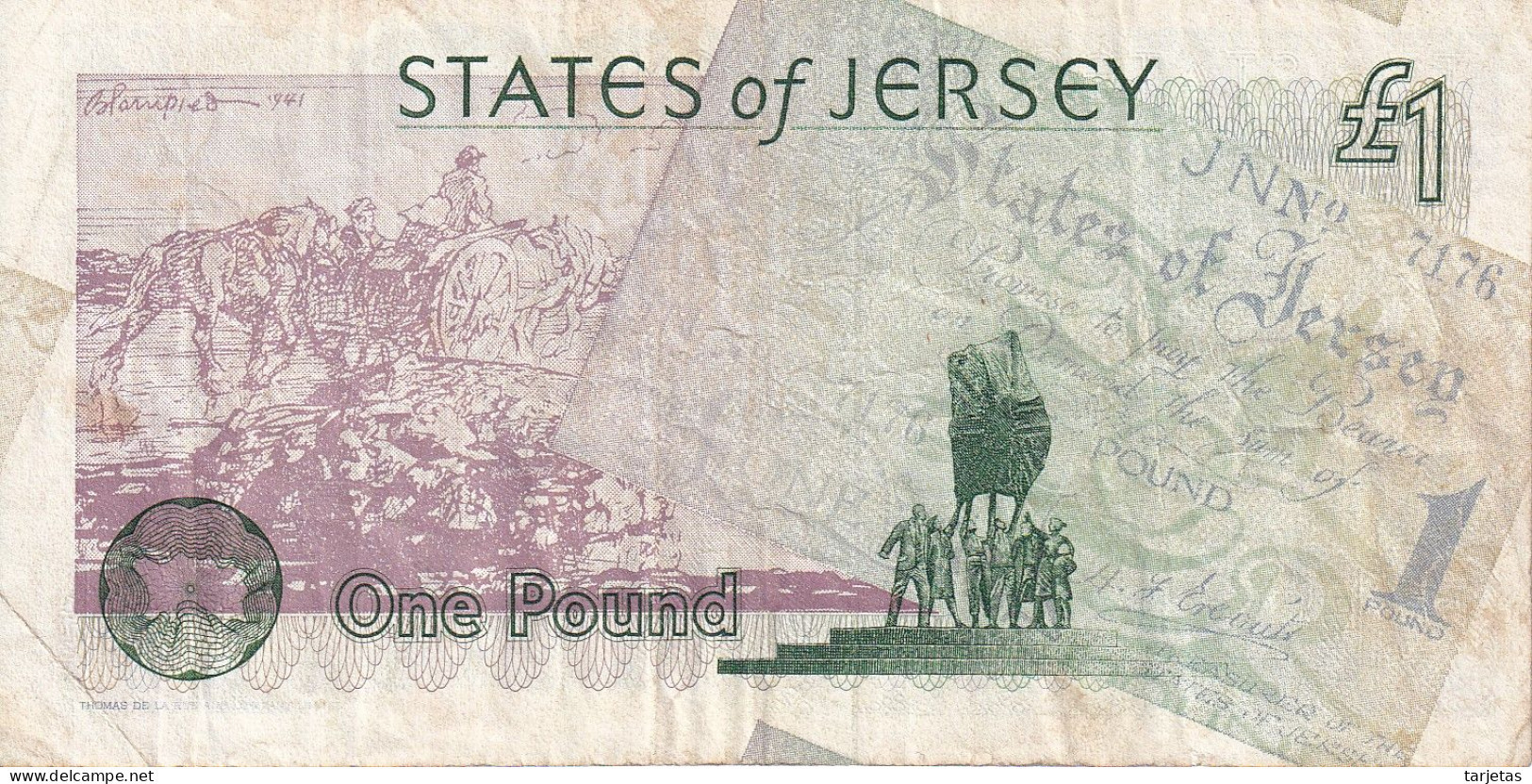 BILLETE DE JERSEY DE 1 POUND DEL AÑO 1995 CONMEMORATIVO 50 TH LIBERATION JERSEY (BANKNOTE) - Jersey