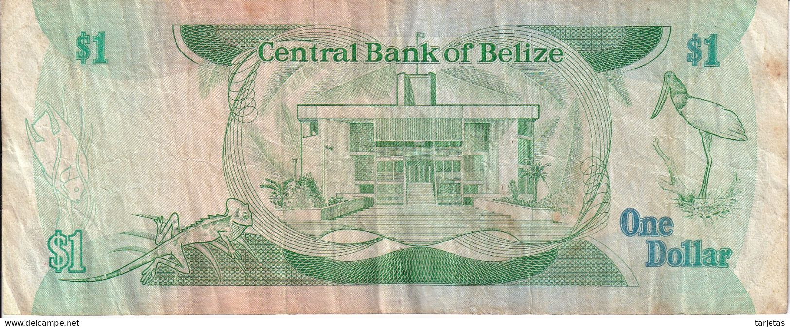 BILLETE DE BELICE DE 1 DOLLAR DEL AÑO 1987 (BANKNOTE) PEZ-FISH - Belice