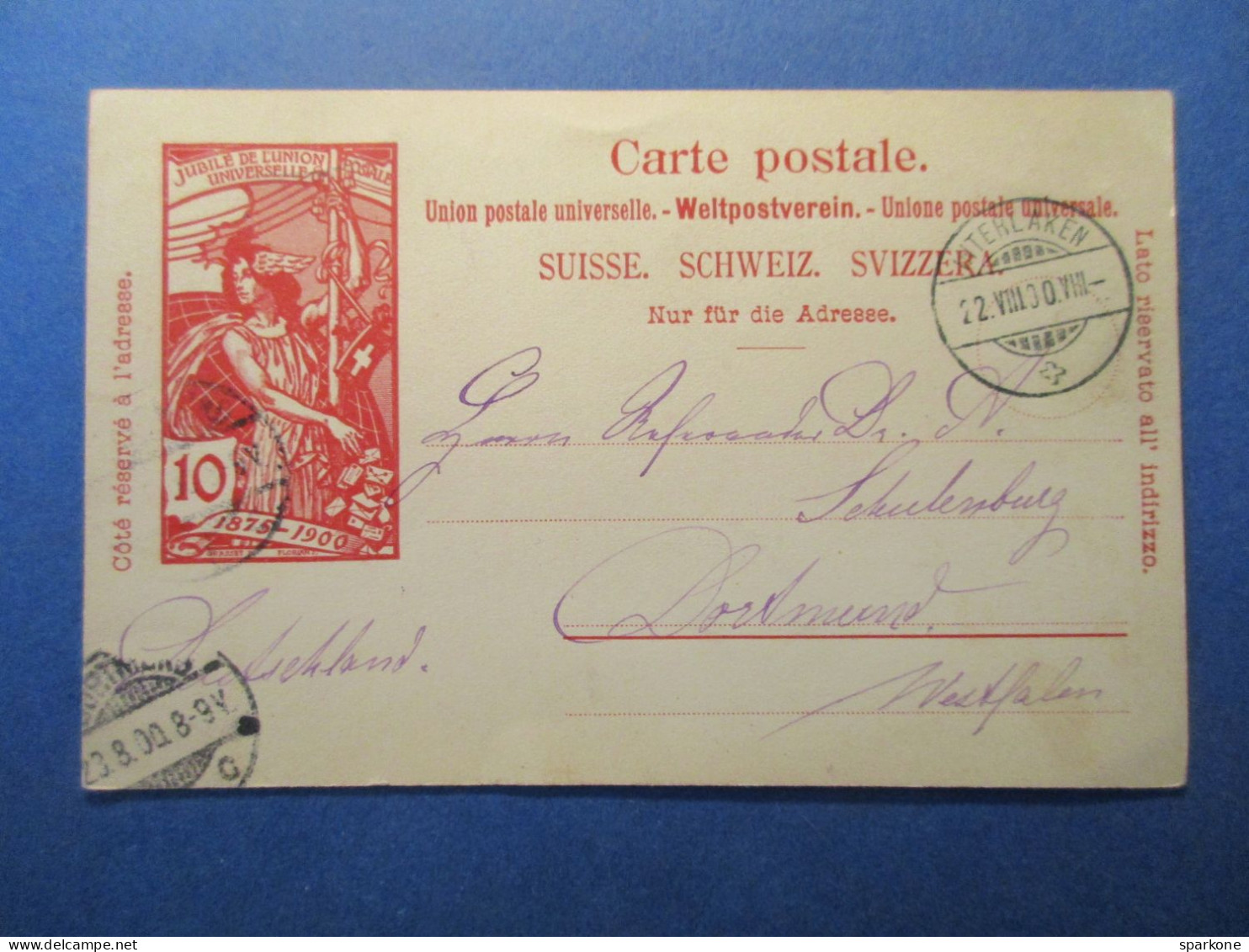 Helvetia - Suisse - Schweiz - Entier Postal - 1900 - Jubilé De L'union Universelle - Postwaardestukken