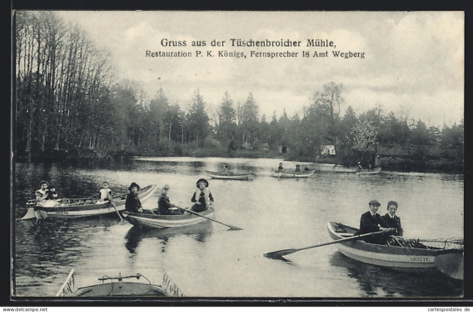 AK Wegberg, Boote Vor Dem Restaurant Tüschenbroicher Mühle  - Wegberg