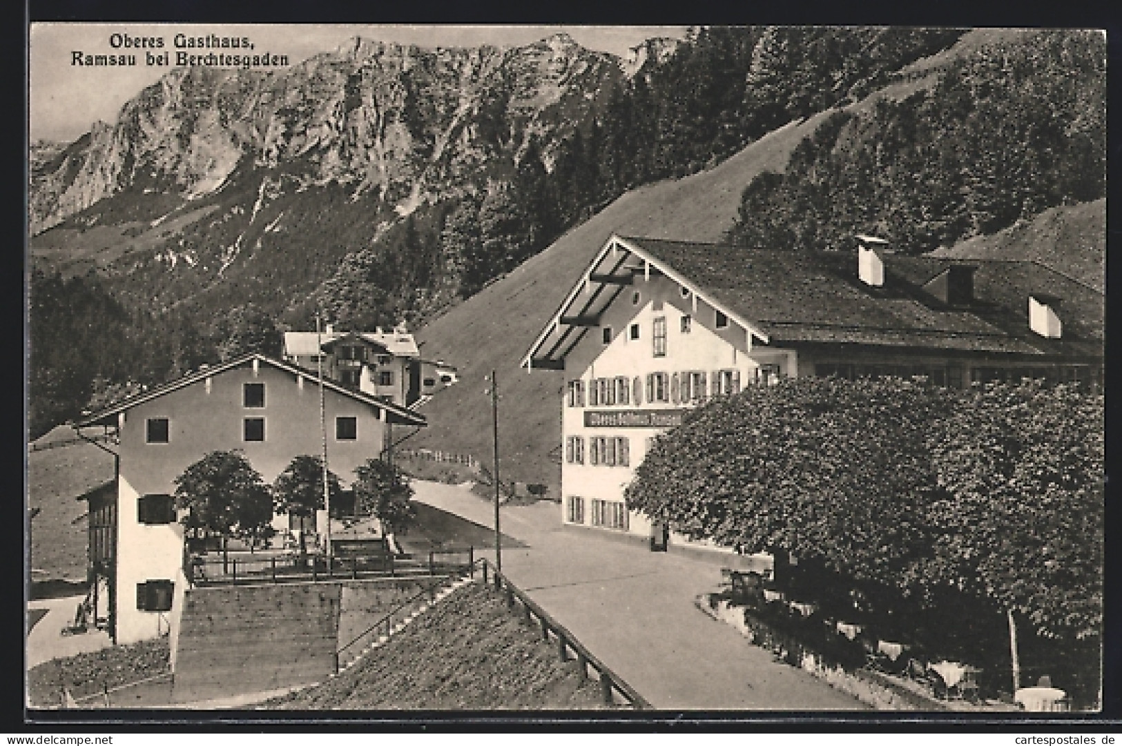 AK Ramsau Bei Berchtesgaden, Oberes Gasthaus Ramsau Mit Blick Auf Das Gebirge  - Berchtesgaden