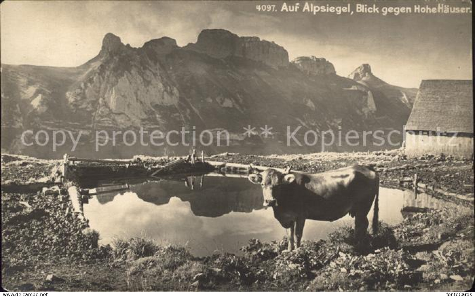 11965191 Appenzell IR Alpsiegel Blick Gegen Hohe Haeuser Kuh Bergsee Appenzell - Autres & Non Classés
