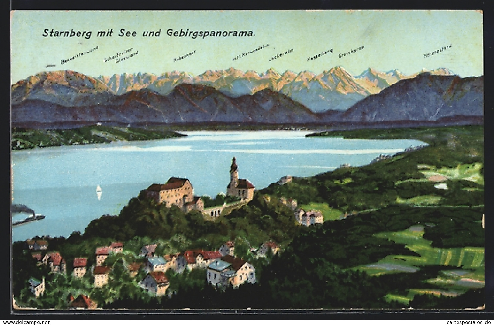 AK Starnberg, Ortsansicht Mit See Und Gebirgspanorama  - Starnberg