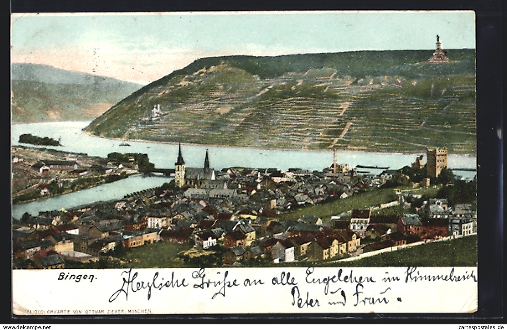 AK Bingen / Rhein, Teilansicht Mit Kirche U. Denkmal  - Bingen