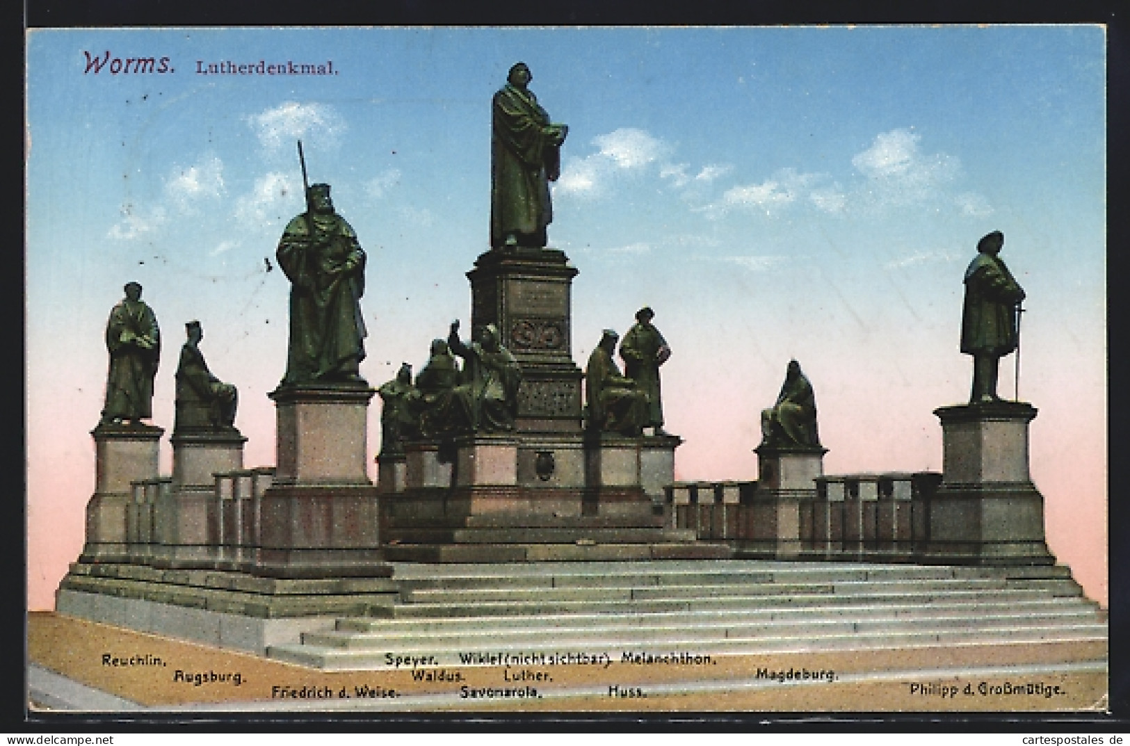 AK Worms, Lutherdenkmal Mit Huss, Friedrich D. Weisen U. Philipp D. Grossmütigen  - Worms