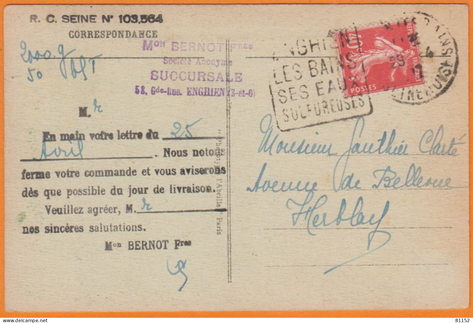 DAGUIN  De ENGHIEN LES BAINS  Sur CPA  " La Nouvelle Jetée...  " Année 1937 Avec Semeuse 40c  Pour HERBLAY - Mechanical Postmarks (Other)