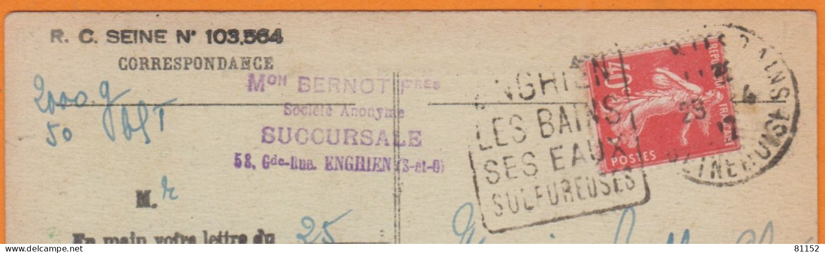 DAGUIN  De ENGHIEN LES BAINS  Sur CPA  " La Nouvelle Jetée...  " Année 1937 Avec Semeuse 40c  Pour HERBLAY - Mechanische Stempels (varia)