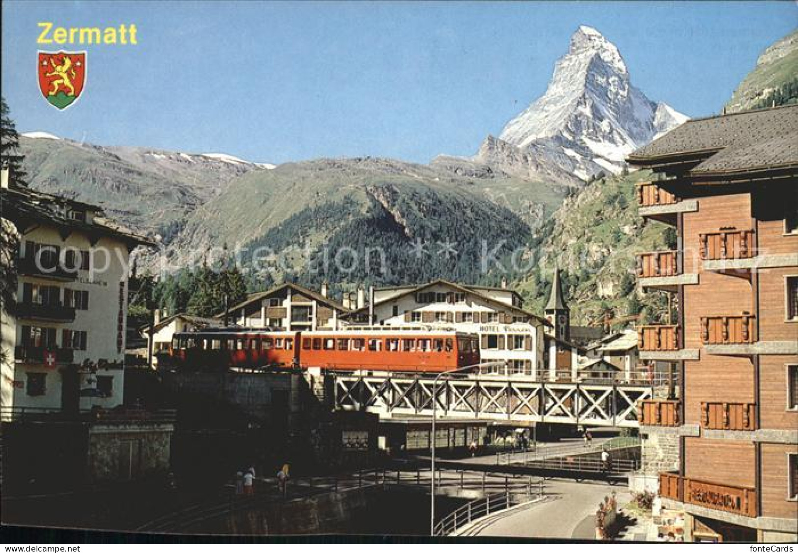 11963701 Zermatt VS Dorfpartie Eisenbahn Matterhorn Walliser Alpen Wappen  - Autres & Non Classés