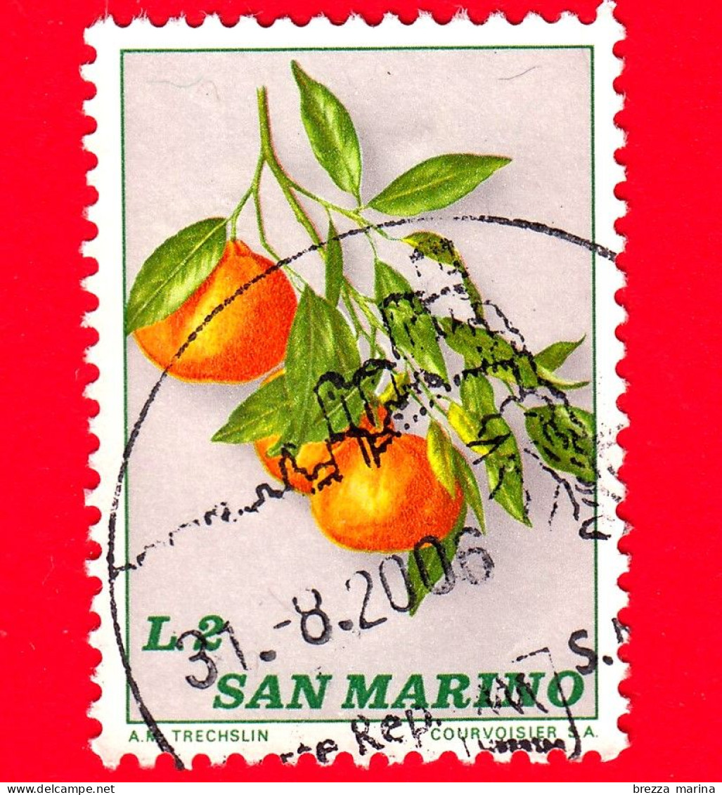 SAN MARINO - Usato - 1973 - Frutta - Mandarini - Mandarines - 2 - Oblitérés