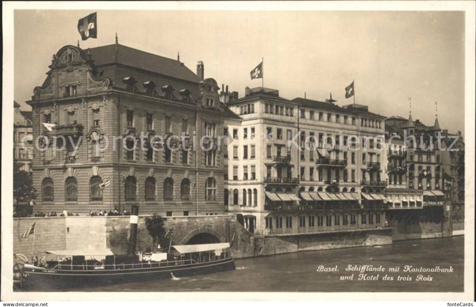 11963521 Basel BS Schifflaende Mit Kantonalbank Hotel Des Trois Rois Basel BS - Autres & Non Classés