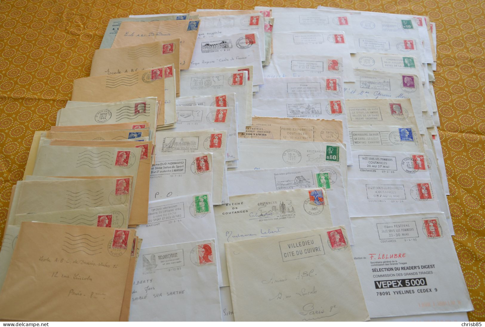 Lot Années 1950 1990 Oblitérations Département De LA MANCHE 50 Environ 900 Enveloppes Entières - Handstempel