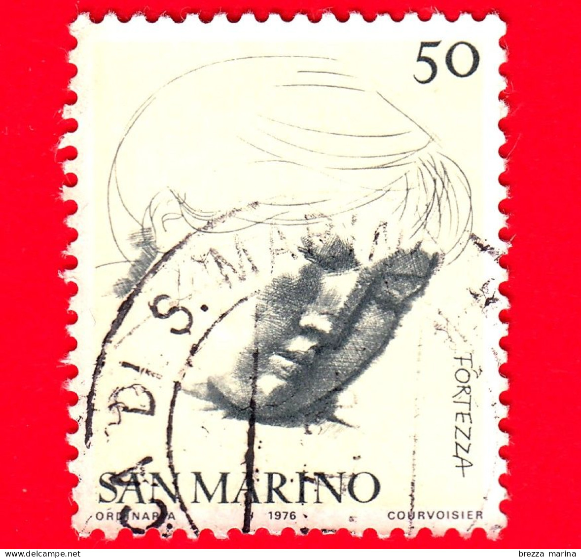 SAN MARINO - Usato - 1976 - Le Virtù Civili, 1ª Emissione - Fortezza - Fortitude - 50 L. - Used Stamps