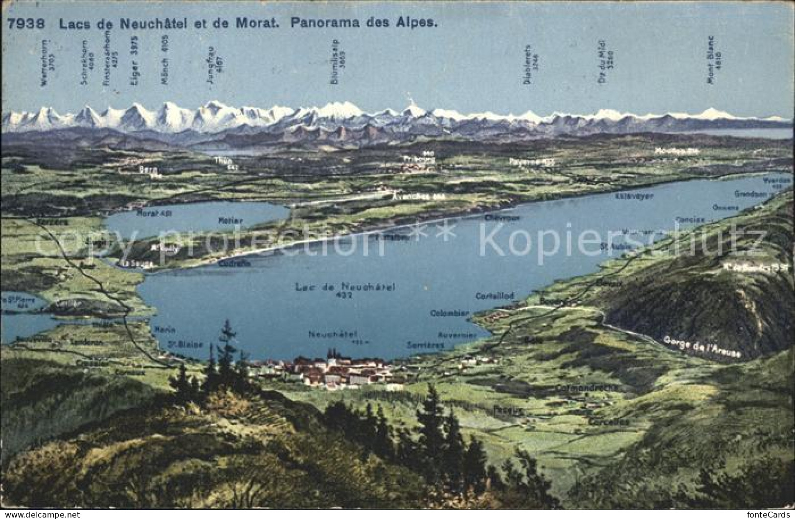 11962400 Lac De Neuchatel Et De Morat Panorama Des Alpes Neuchatel - Sonstige & Ohne Zuordnung