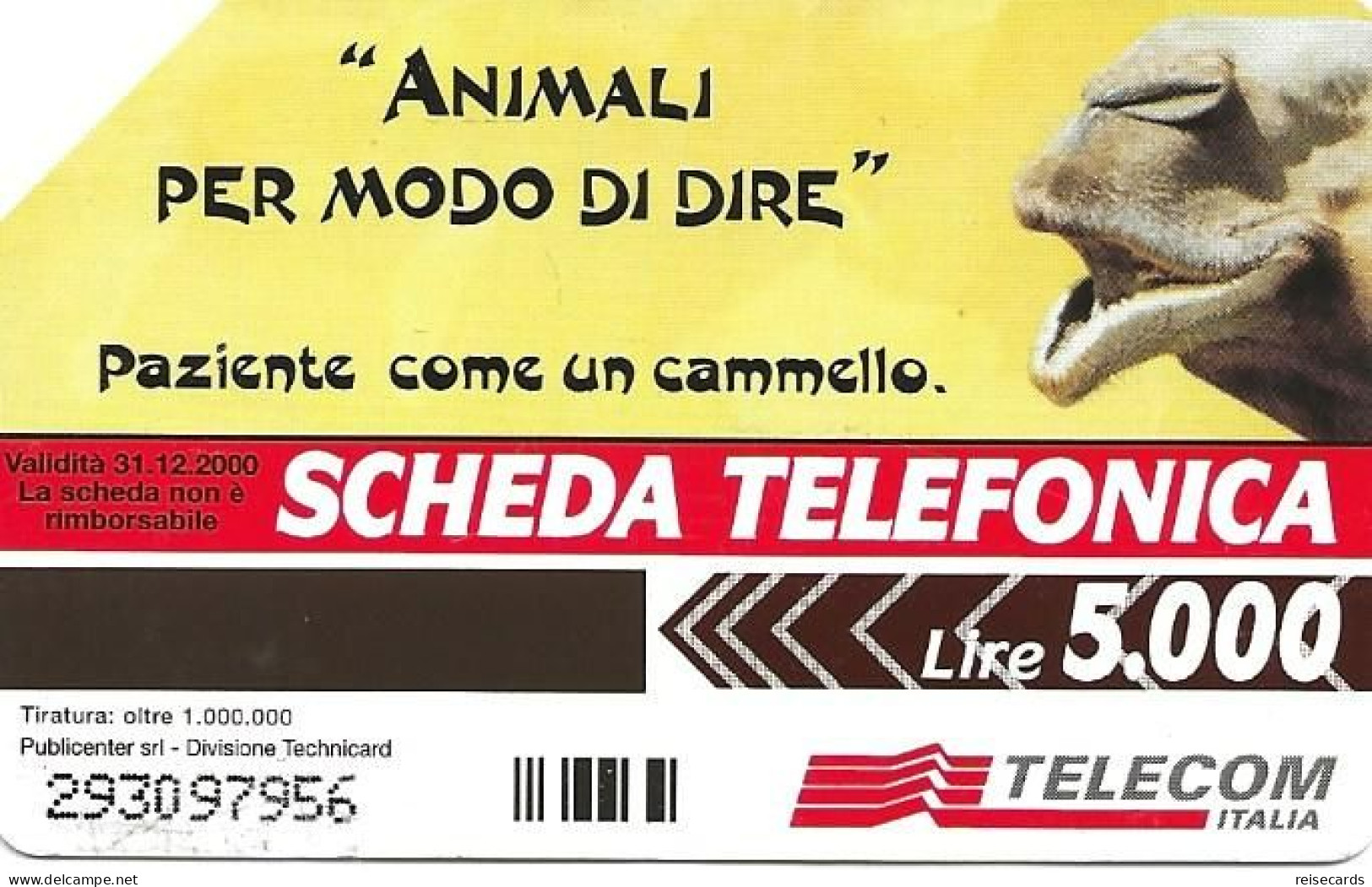 Italy: Telecom Italia - Animali Per Modo Di Dire, Camello (19mm) - Openbare Reclame