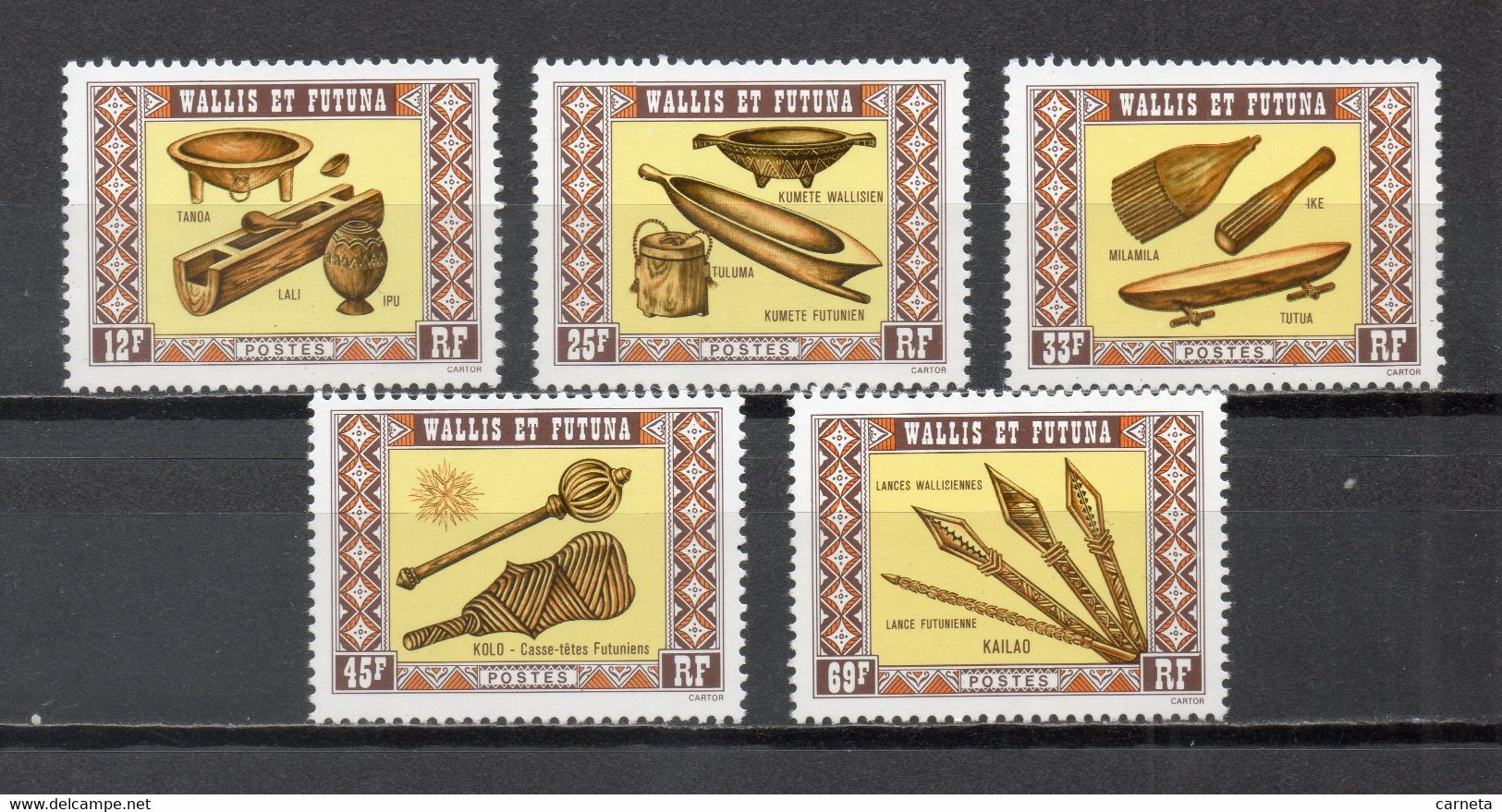 WALLIS ET FUTUNA   N° 198 à 202    NEUFS SANS CHARNIERE COTE 14.00€    ARTISANAT   VOIR DESCRIPION - Unused Stamps