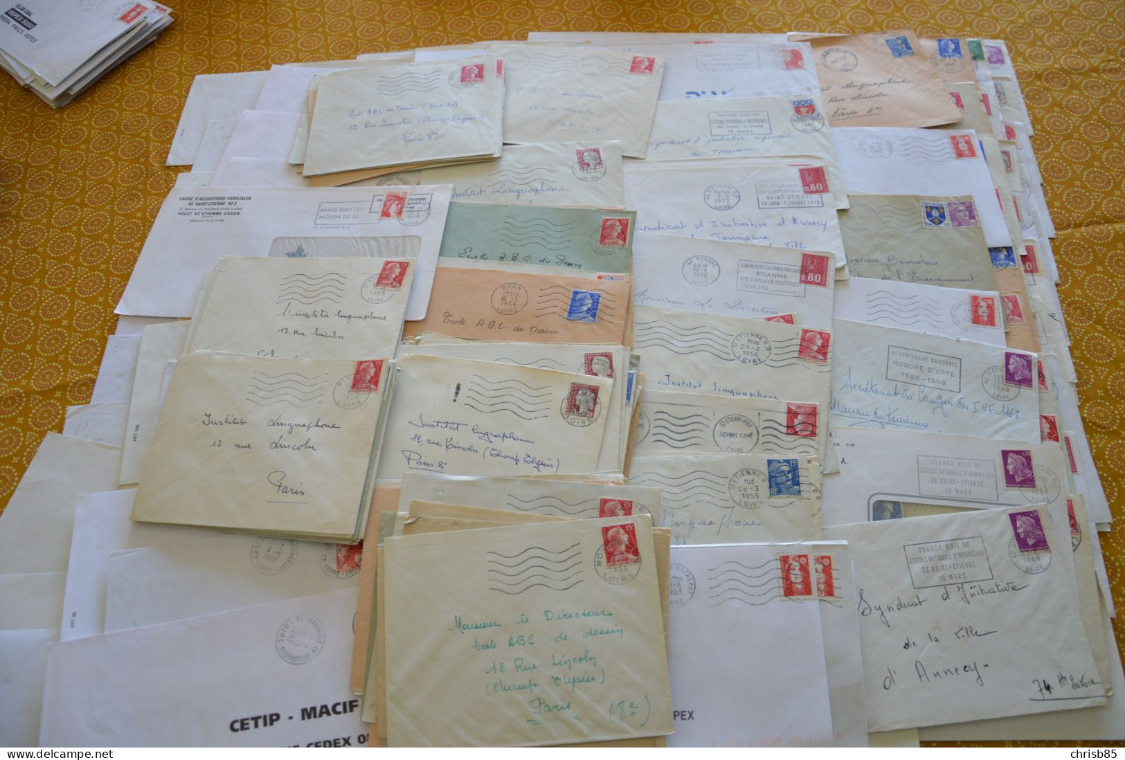 Lot Années 1950 1990 Oblitérations Département De LA LOIRE 42 Environ 1100 Enveloppes Entières - Manual Postmarks