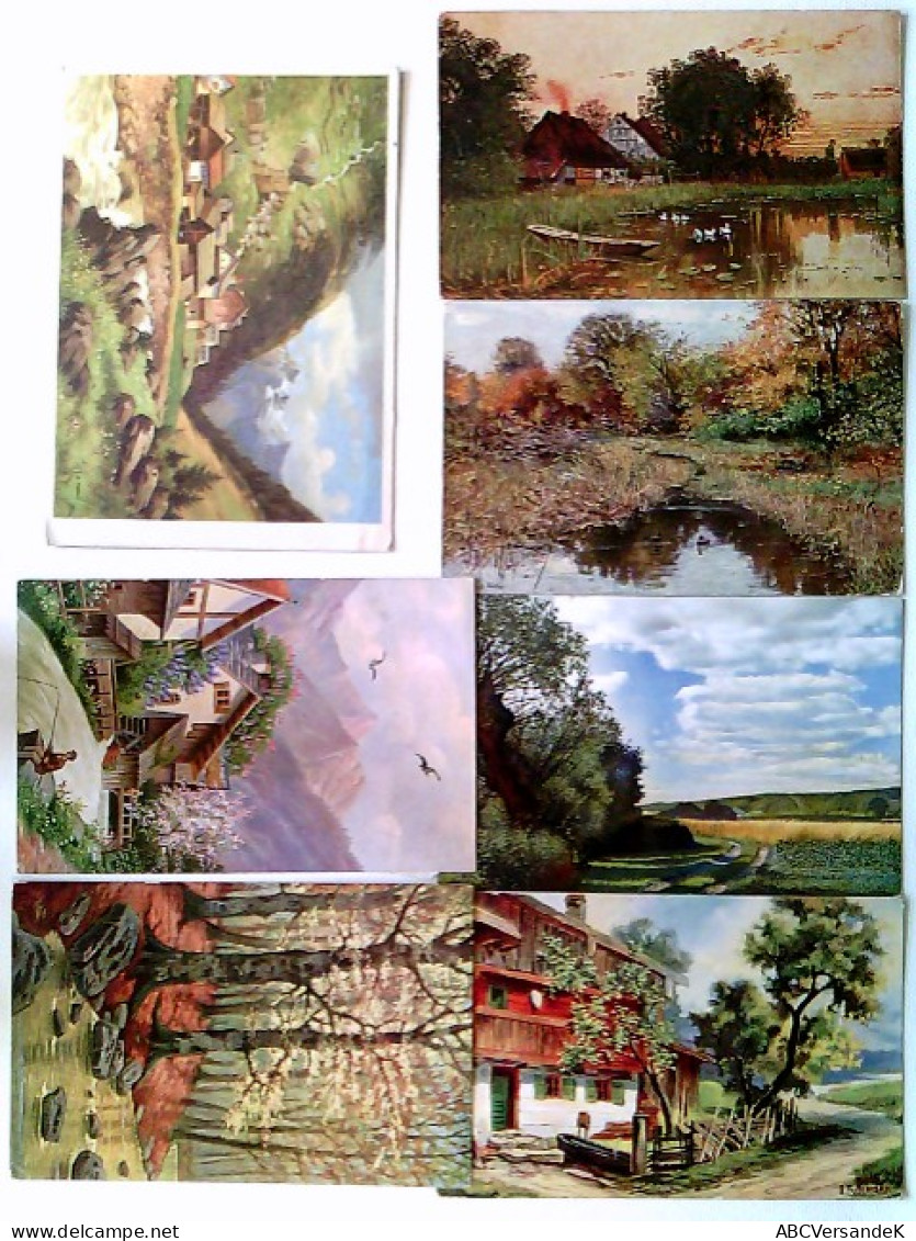 Alte Künsterkarten, Coloriert, Natur, Landschaft, Bauernhäuser, 7 Künstler AK, 6x Gelaufen Ab 1909, 1x Unge - Unclassified