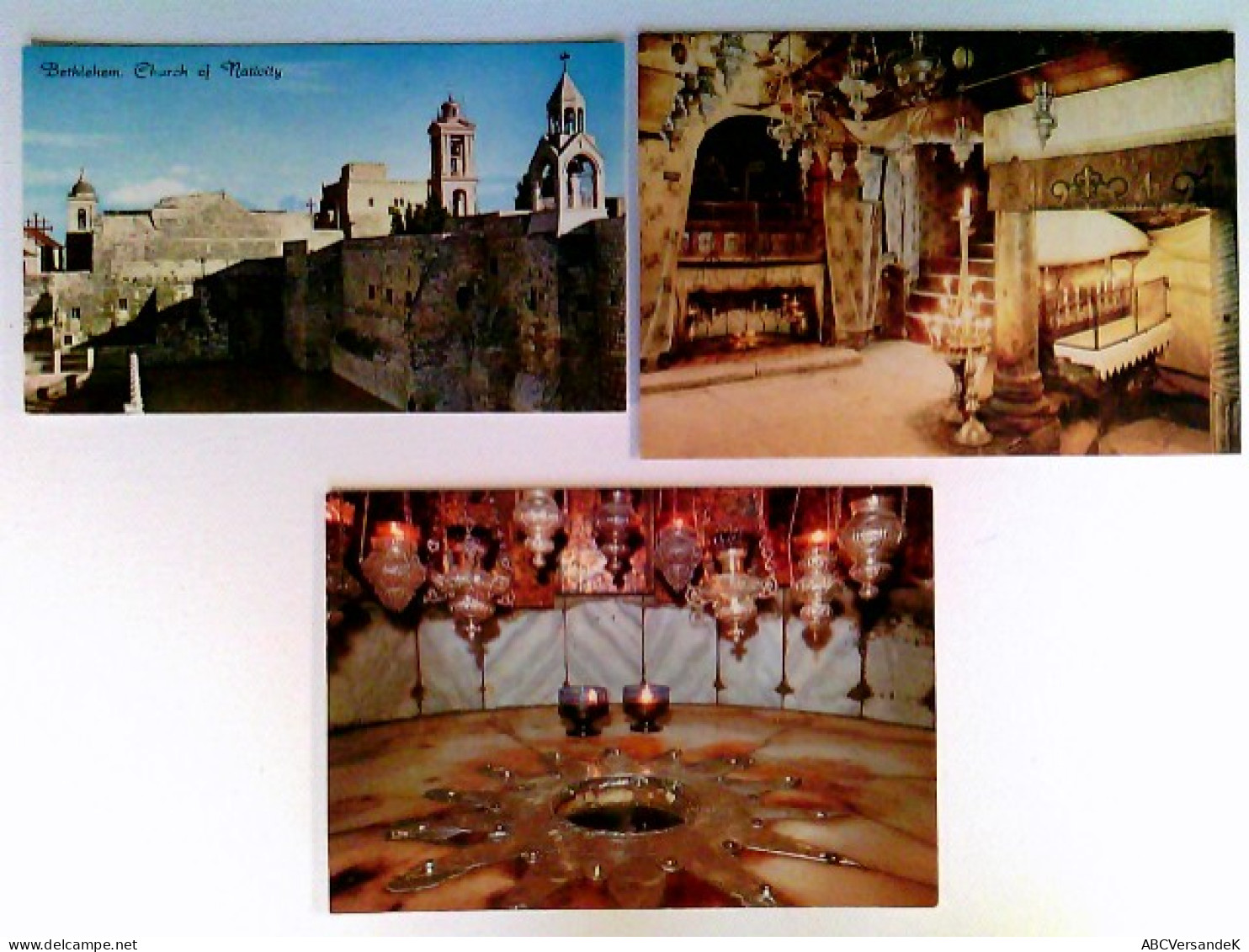 Bethlehem, Geburtskirche, Außenansicht, Innenansicht, Altar, Israel, 3 AK, Ungelaufen, Ca. 1980, Konvolut - Sin Clasificación