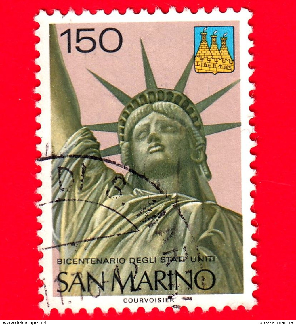 SAN MARINO - Usato - 1976 - Bicentenario Degli Stati Uniti - Statua Della Libertà, New York - 150 - Gebruikt