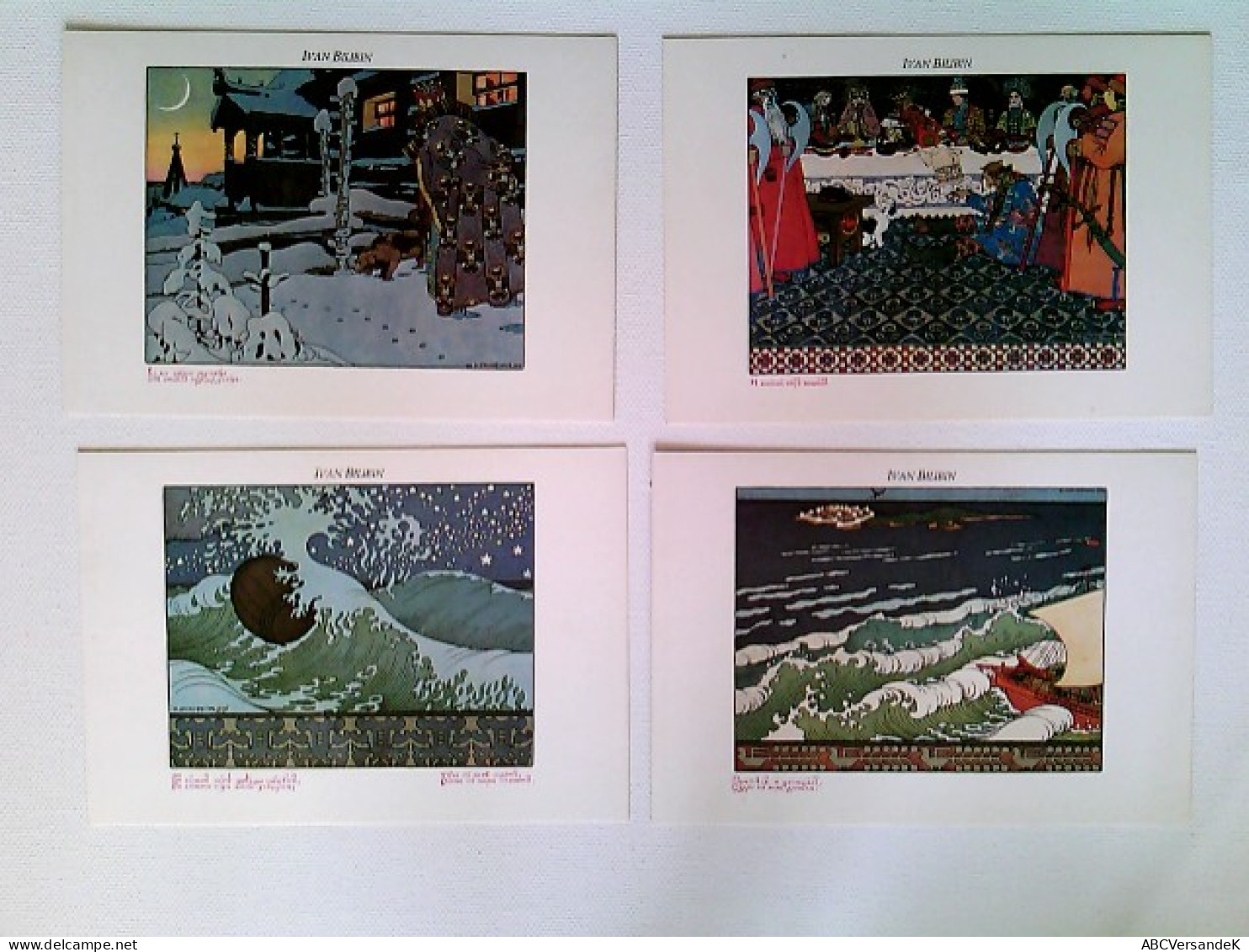 Ivan Bilibin, Das Märchen Vom Zaren Saltan, 4 Versch. Illustrationen, 4 Künstler AK, Ungelaufen, Ca. 1980, K - Ohne Zuordnung