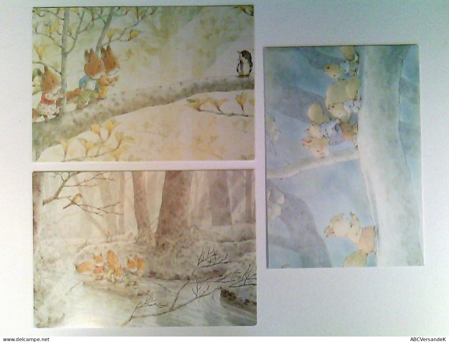 Kazuo Iwamura, Eichhörnchen, Buchillustration, 3 Künstler AK, Ungelaufen, Ca. 1985, Konvolut - Ohne Zuordnung