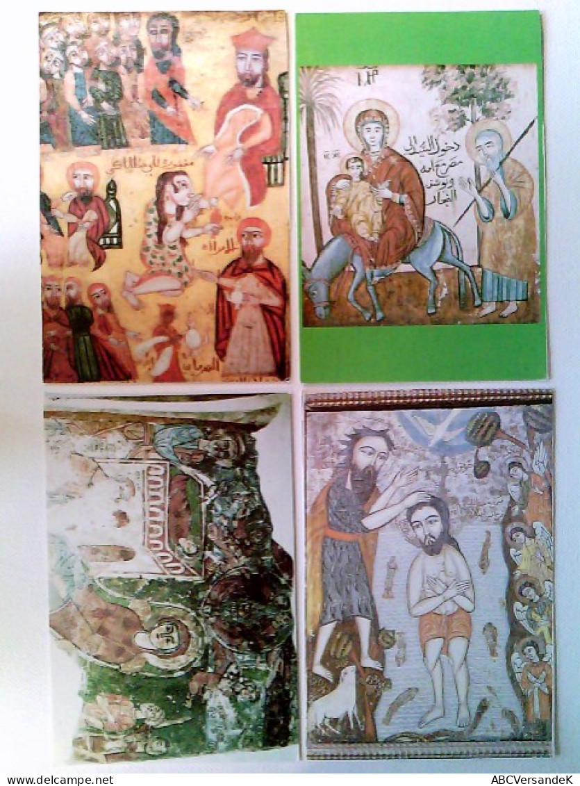 Kairo, Hängende Kirche, Kopten, Wandmalereien, Fresken, Ägypten, 4 Künstler AK, Ungelaufen, Ca. 1980, Konvo - Sin Clasificación