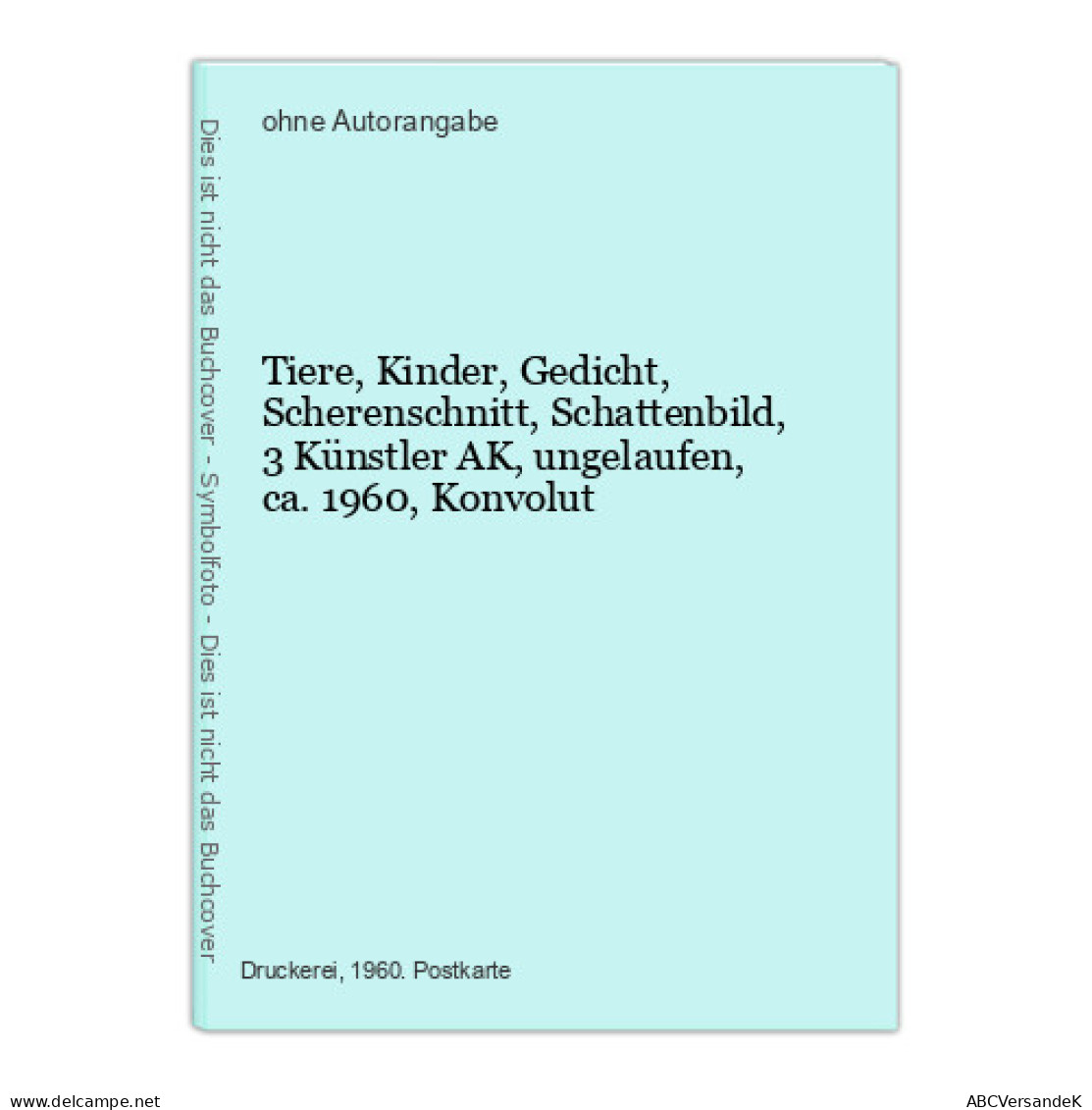 Tiere, Kinder, Gedicht, Scherenschnitt, Schattenbild, 3 Künstler AK, Ungelaufen, Ca. 1960, Konvolut - Non Classés