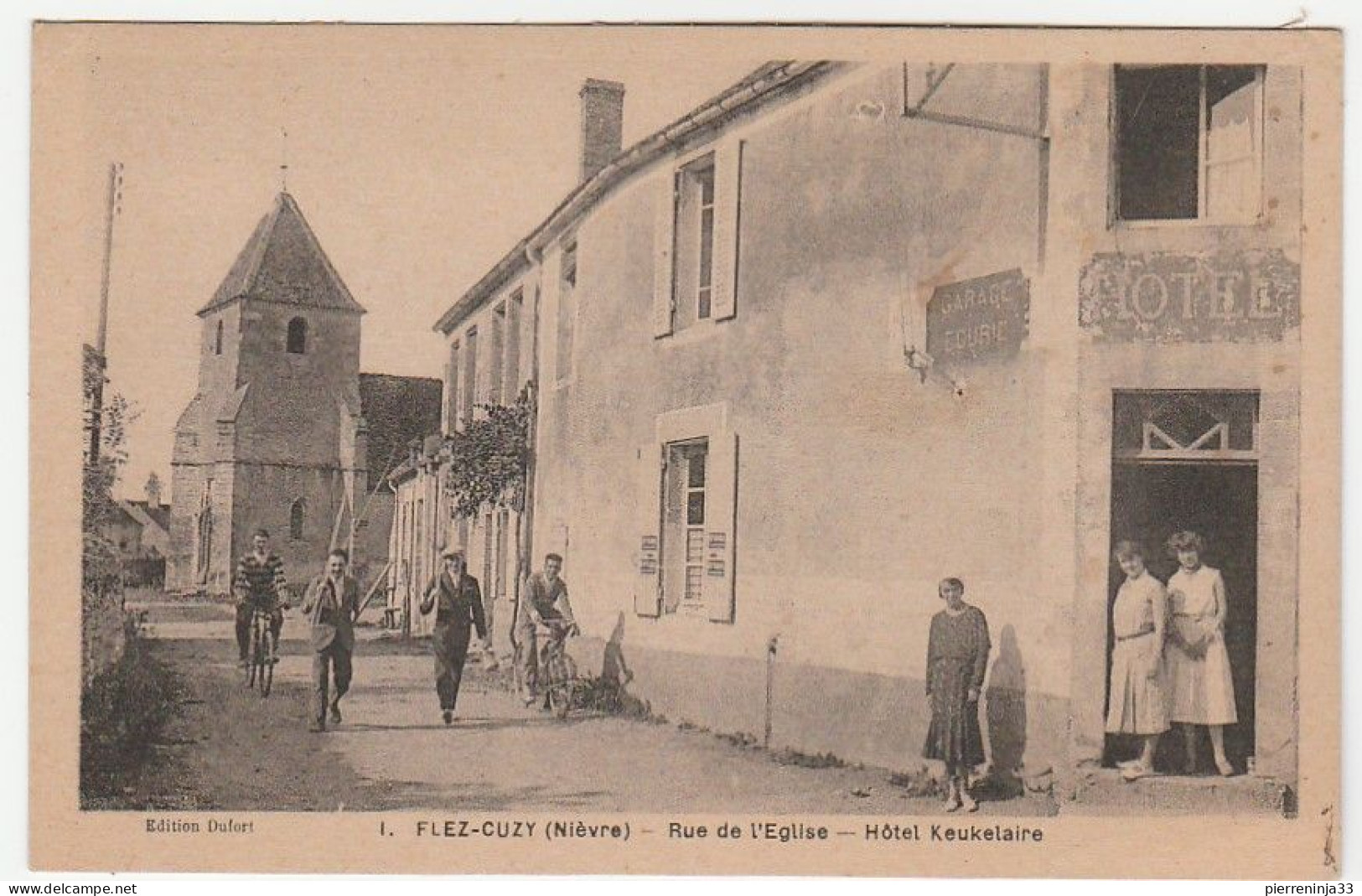 Flez-Cuzy / Nièvre, Rue De L'Eglise, Hôtel Keukelaire, Animée - Other & Unclassified