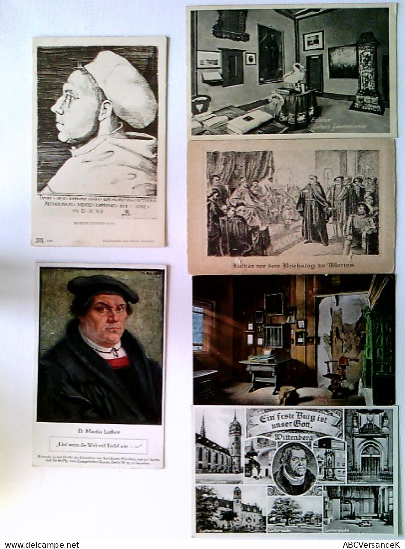 Martin Luther, Eisleben, Wittenberg, Wartburg, Worms, Portraits, 6 AK, 2x Gelaufen 1909/28, 4x Ungelaufen, Kon - Otros & Sin Clasificación