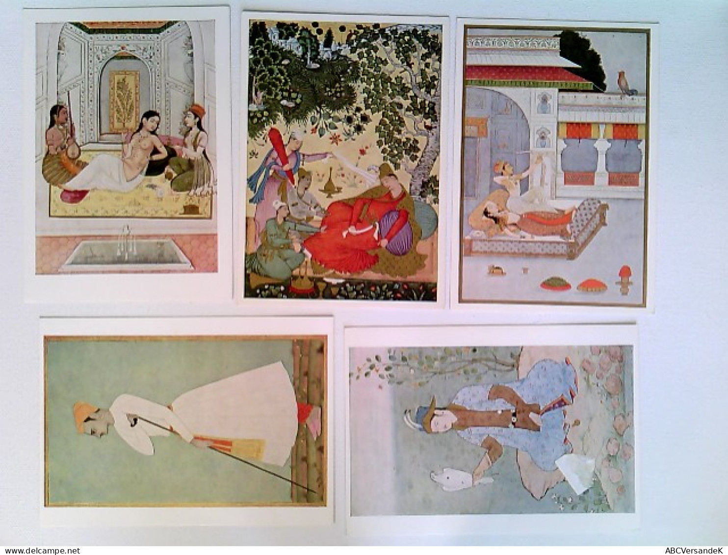 Mogul-Malerei, Indische Miniaturen, 17. Jahrh., Versch. Motive, RAUPINA, 5 Werbe AK, Ungelaufen, Ca. 1960, Kon - Publicidad