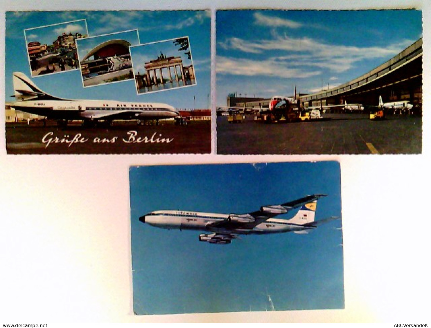 Boeing 707, Air France Caravelle U.a., Flughafen Berlin Tempelhof, 3 AK, 2x Gelaufen 1962/63, 1x Ungelaufen, K - Other & Unclassified