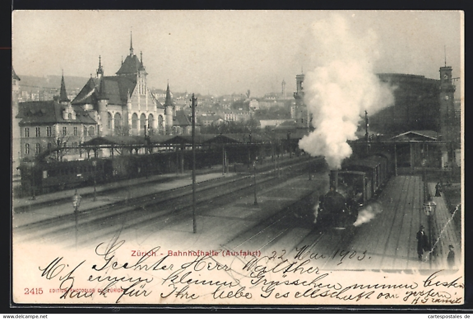 AK Zürich, Die Bahnhofhalle Aus Der Vogelschau, Ausfahrt  - Sonstige & Ohne Zuordnung