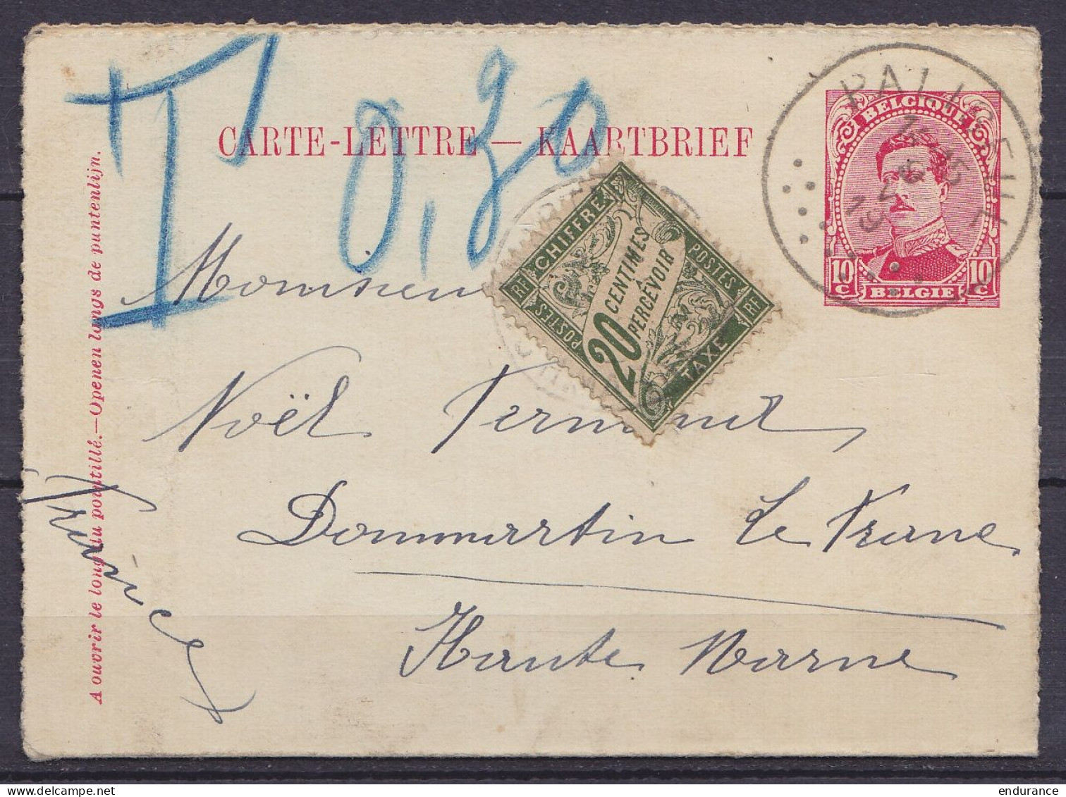 EP Carte-lettre 10c Rouge (type N°138) De Basse-Cour Càd PALISEUL /9 V 1919 Pour DOMMARTIN (Dommartin-Lettrée Haute-Marn - Postkarten 1909-1934