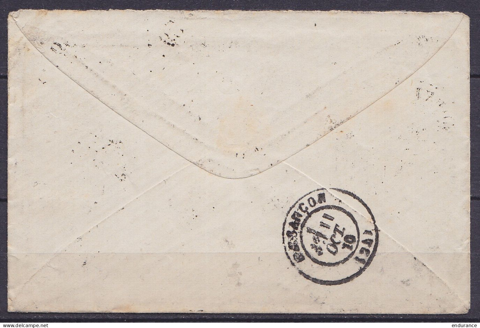 Env. Affr. Bande De 3 N°30 Lpts "89" Càd COUVIN /7 OCT. 1870 Pour BESANCON - Boîte Auxiliaire "I" - [PD] - Càd Bureau D' - 1869-1883 Leopold II