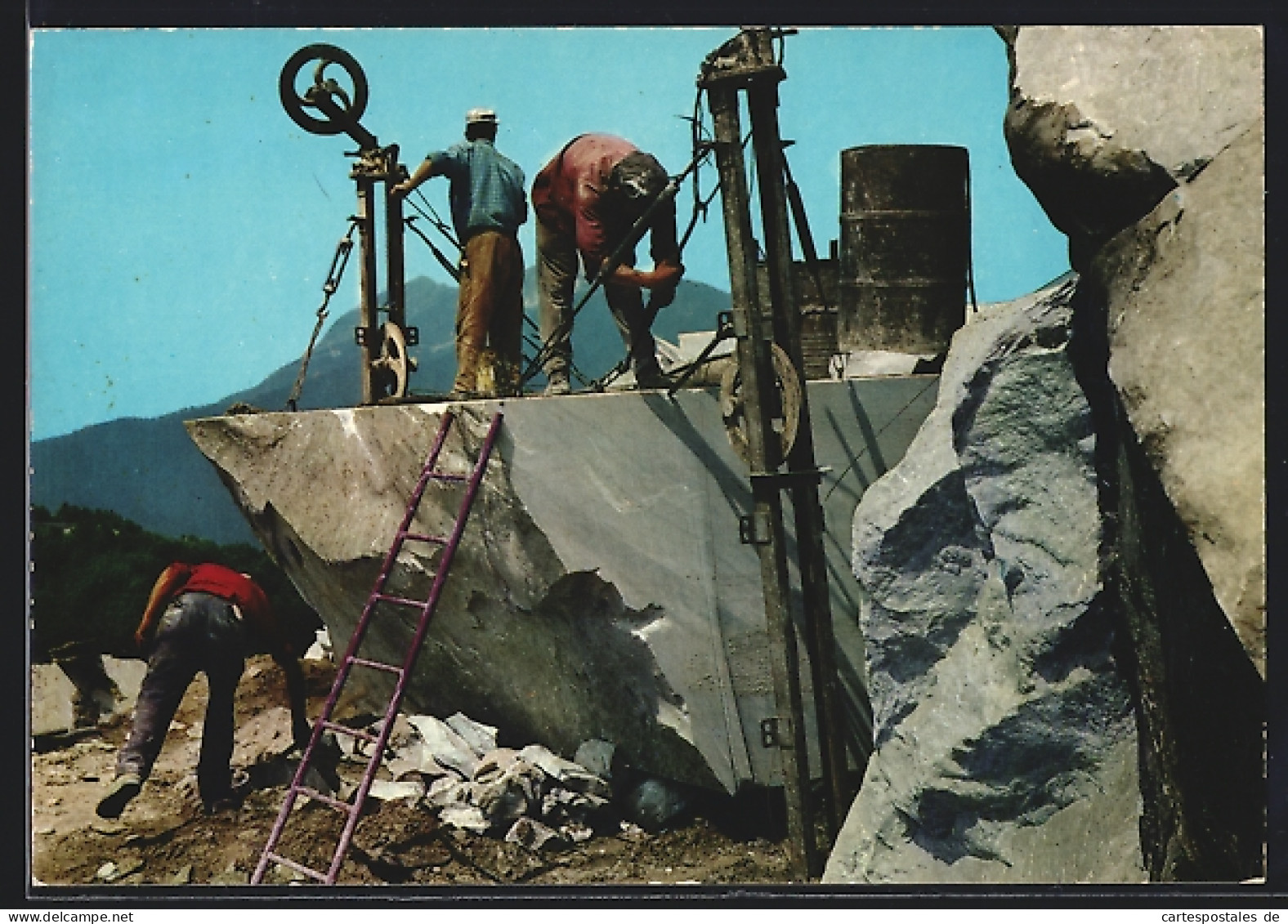 Cartolina Carrara, Schnitt Mit Helicoidaldraht In Den Marmorbrüchen  - Carrara