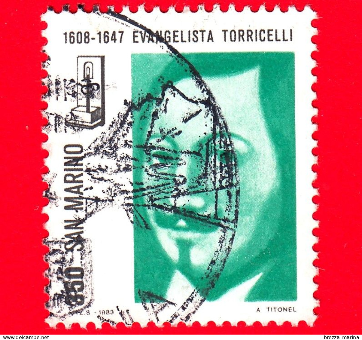 SAN MARINO - Usato - 1982 - Pionieri Della Scienza - 1ª Emissione - Evangelista Torricelli, Matematico - 350 - Usados