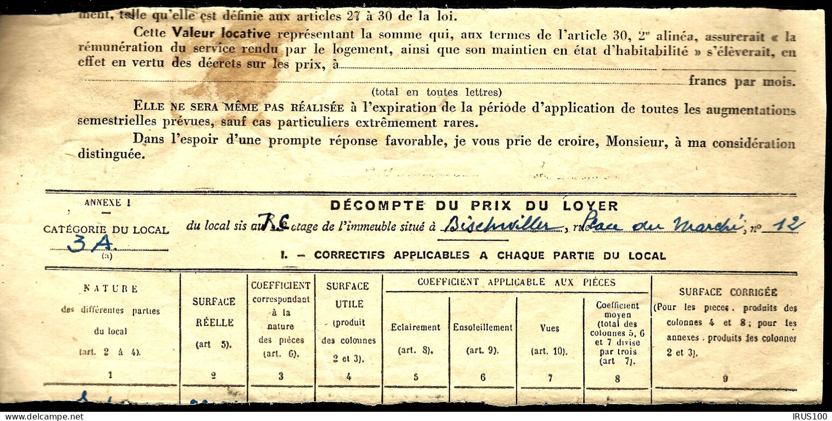 RECOMMANDÉ AVEC AR DE PARIS - 1950 - POUR BISCHWILLER - DÉCOMPTE DU PRIX DU LOYER - Briefe U. Dokumente