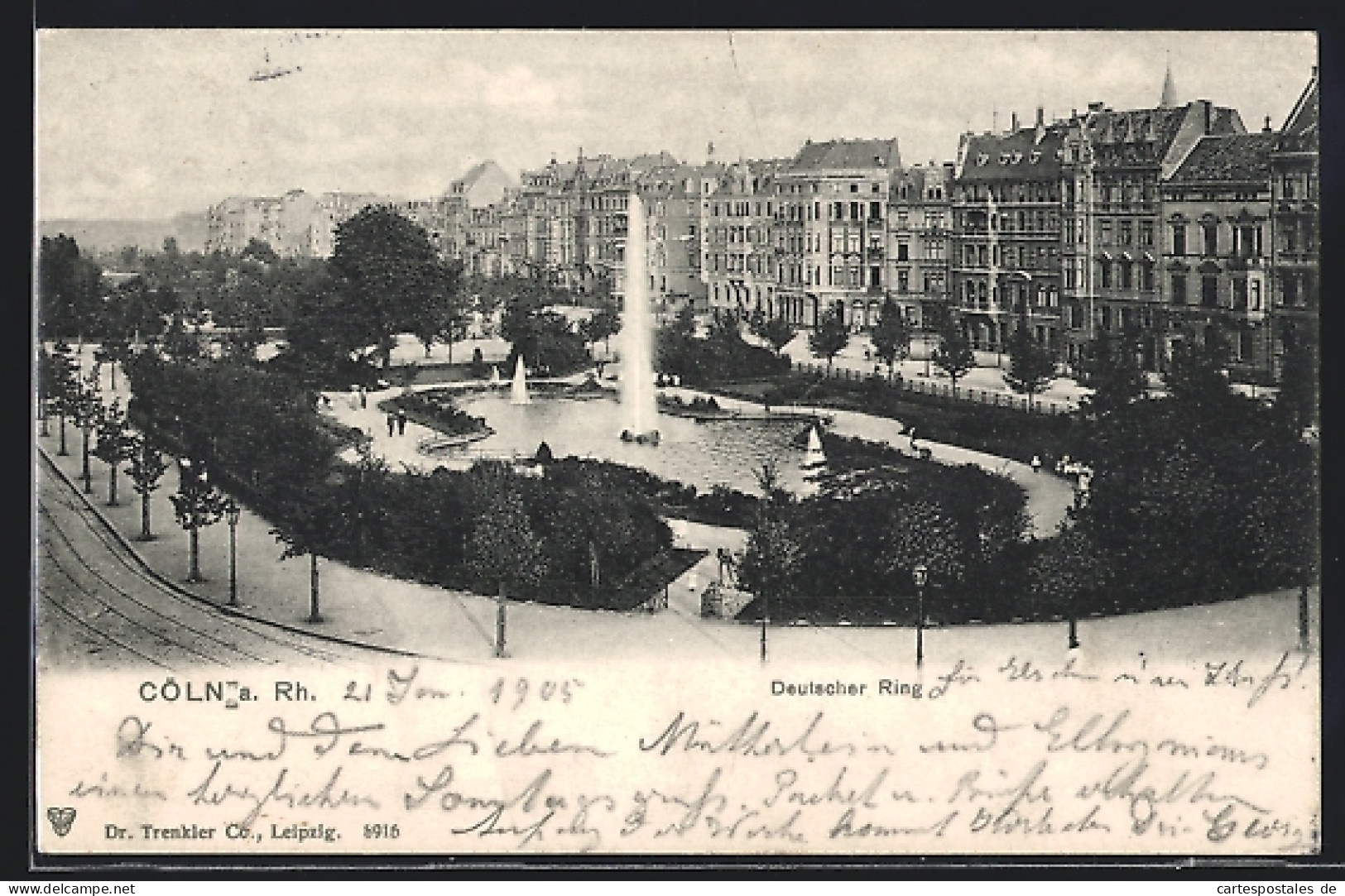 AK Köln-Neustadt, Deutscher Ring Mit Fontäne Aus Der Vogelschau  - Köln