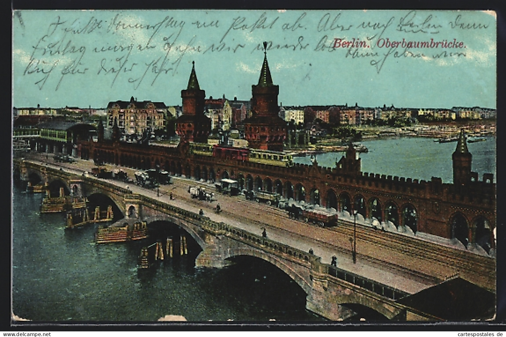 AK Berlin-Friedrichshain, Oberbaumbrücke Aus Der Vogelschau  - Friedrichshain