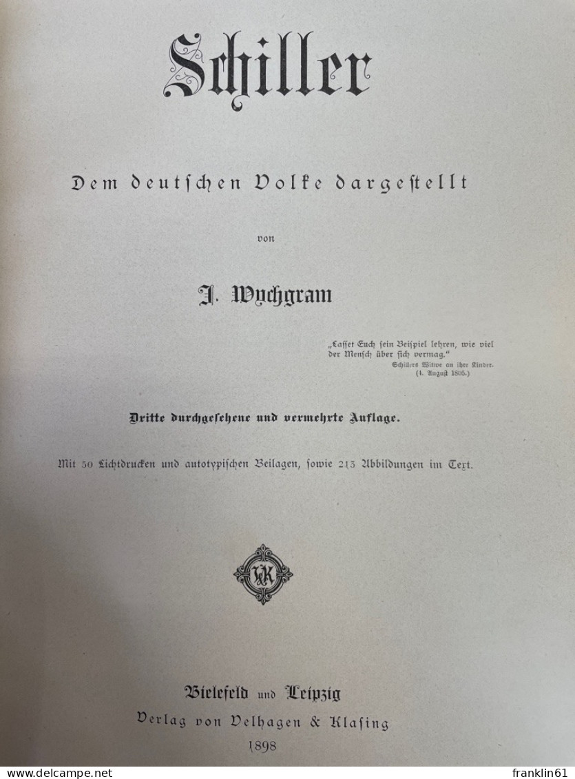 Schiller. Dem Deutschen Volke Dargestellt. - Poems & Essays