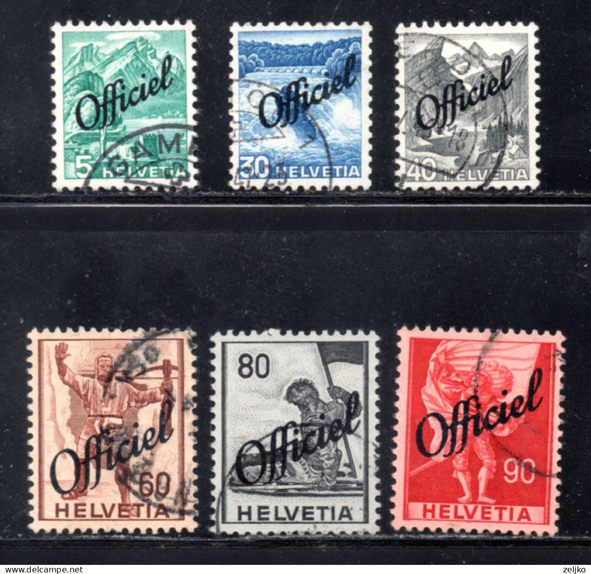 Switzerland, Used, Official, 1942, Michel 47, 52, 54, 56, 58, 59, Lot - Dienstzegels