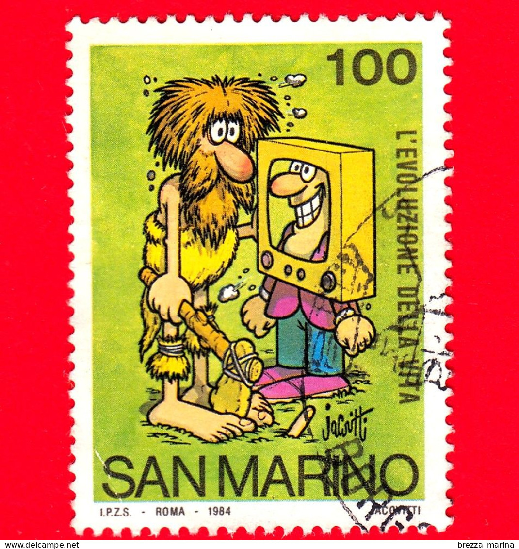 SAN MARINO - Usato - 1984 - Mostra Scuola E Filatelia - L'evoluzione Della Vita - 100 - Used Stamps